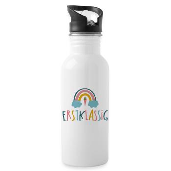 Erstlassig - Schulkind - Regenbogen - Trinkflasche mit integriertem Trinkhalm - Weiß - Rechts