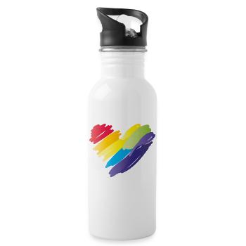 herz rainbow - Trinkflasche mit integriertem Trinkhalm - Weiß - Rechts