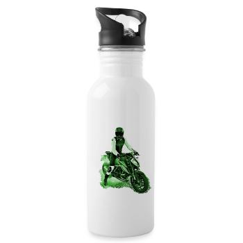 Motocycliste Nakedbike vert - Gourde avec paille intégrée - blanc - Droite