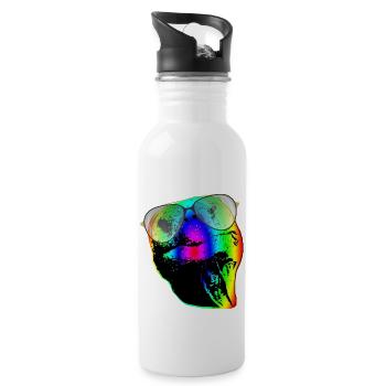 Schildkröte Sonnenbrille Schildkröten Regenbogen - Trinkflasche mit integriertem Trinkhalm - Weiß - Rechts