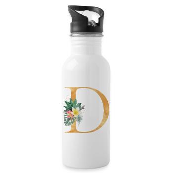 Personalisierbar Monogramm D Tropisch Botanik - Trinkflasche mit integriertem Trinkhalm - Weiß - Rechts