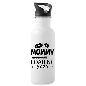 Mama loading 2023, werdende Mutter 2023 - Trinkflasche mit integriertem Trinkhalm - Weiß - Rechts