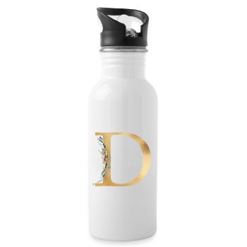 Personalisierbar Monogramm D - Trinkflasche mit integriertem Trinkhalm - Weiß - Rechts