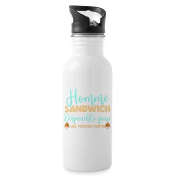 Homme sandwich disponible pour les petites faims - Gourde avec paille intégrée - blanc - Droite