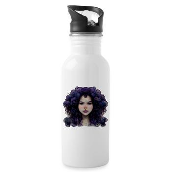Violett - Trinkflasche mit integriertem Trinkhalm - Weiß - Rechts