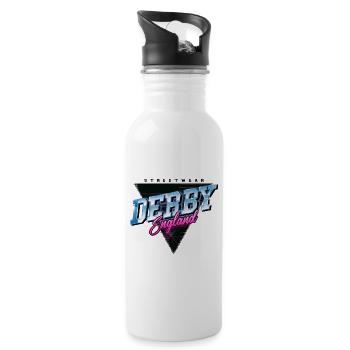 Derby England UK City Skyline Vintage Retro - Water bottle with straw - white - Right