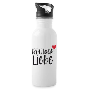 Bouldern Boulderliebe Berge Klettern Geschenk - Trinkflasche mit integriertem Trinkhalm - Weiß - Rechts