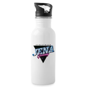 Jena Germany City Skyline Vintage Retro - Water bottle with straw - white - Right