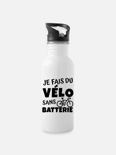 je fais du vélo / humour vélo - Gourde avec paille intégrée - blanc