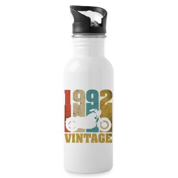 1992 Jahrgang Geburtstag Biker Motorrad Geschenk - Trinkflasche mit integriertem Trinkhalm - Weiß - Rechts