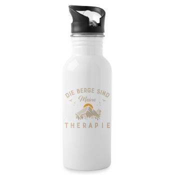 Die Berge sind meine Therapie - Trinkflasche mit integriertem Trinkhalm - Weiß - Rechts