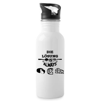 Käse ist die Lösung - Trinkflasche mit integriertem Trinkhalm - Weiß - Rechts
