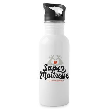 Super maitresse cadeau maîtresse institutrice - Gourde avec paille intégrée - blanc - Droite