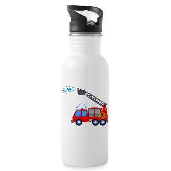 Camion de pompiers avec échelle et eau enfants - Gourde avec paille intégrée - blanc - Droite