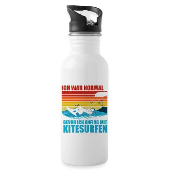 Ich War Normal Bevor Ich Anfing Mit Kitesurfen - Trinkflasche mit integriertem Trinkhalm - Weiß - Rechts
