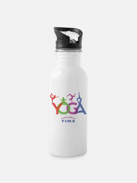 YOGA Time - Le temps du yoga - Drikkeflaske med integreret sugerør - hvid