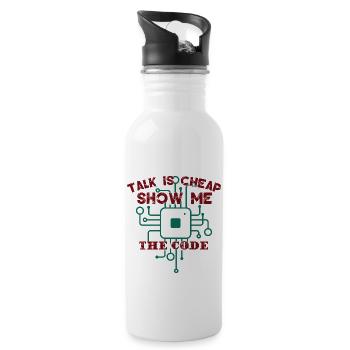Funny Coder Quote Programming Programmer - Water bottle with straw - white - Right