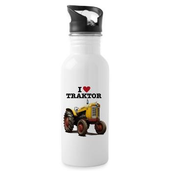 I LOVE TRAKTOR - Trinkflasche mit integriertem Trinkhalm - Weiß - Rechts
