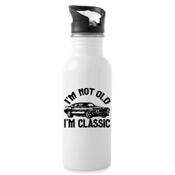 Ich bin nicht alt Ich bin Classic Oldtimer Geburtstagsgeschenk - Trinkflasche mit integriertem Trinkhalm - Weiß - Rechts