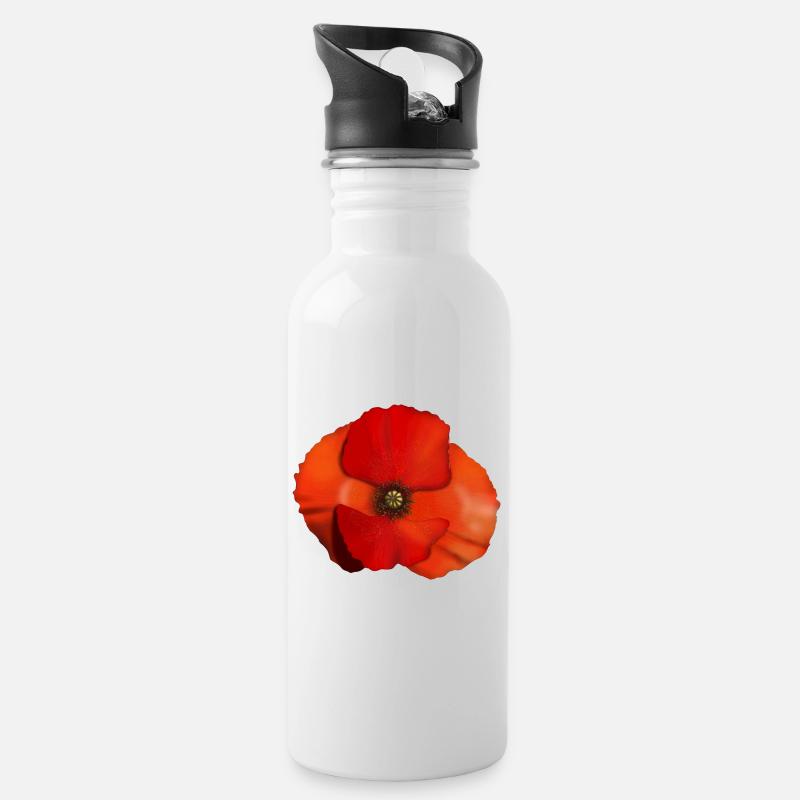 Fleur de coquelicot - Gourde avec paille intégrée - blanc