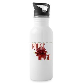 Rouge Fleur Floral Emblem - Water bottle with straw - white - Right