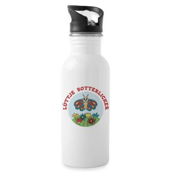 Lüttje Botterlicker kleiner Schmetterling - Trinkflasche mit integriertem Trinkhalm - Weiß - Rechts