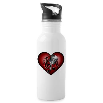 Clef de microphone Stars Heart - Gourde avec paille intégrée - blanc - Droite