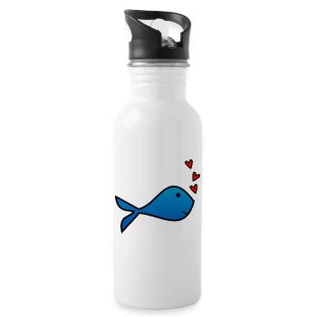SARDINE. FISH. APRIL FOOL. EASTER. SEA - Water bottle with straw - white - Right
