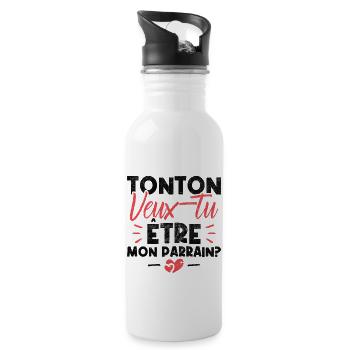 Tonton Veux tu être Mon Parrain? - Gourde avec paille intégrée - blanc - Droite