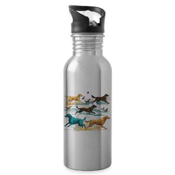 Colorful Dogs - Dogs Group - Water bottle with straw - silver - Right