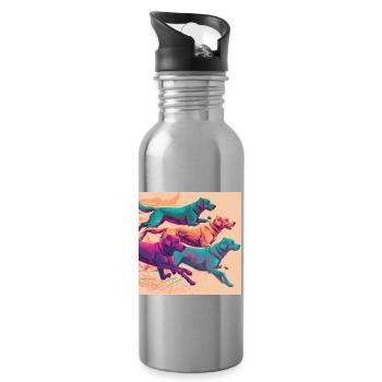 Colorful Dogs - Dogs Group - Water bottle with straw - silver - Right
