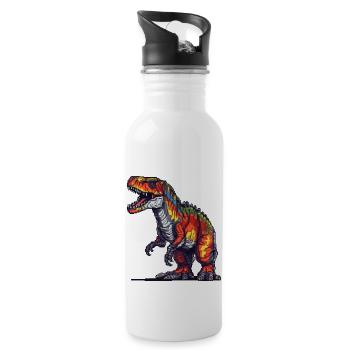 Dino in retro pixel graphics 8-bit or 16-bit - Water bottle with straw - white - Right
