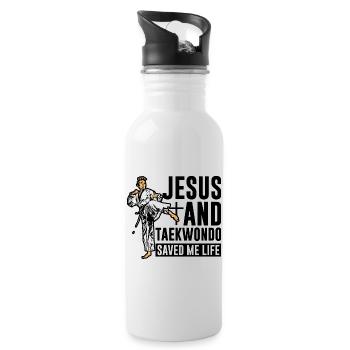Jesus and Taekwondo saved me life - Trinkflasche mit integriertem Trinkhalm - Weiß - Rechts