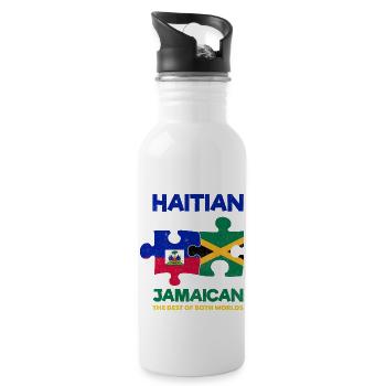 Haiti Haitian Jamaica Combination I Gift - Water bottle with straw - white - Right