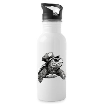 Captain Turtle - Water bottle with straw - white - Right