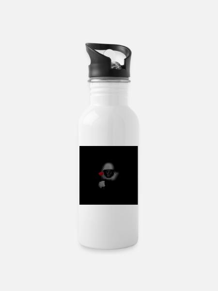 Dead Head In Space - Trinkflasche mit integriertem Trinkhalm - Weiß
