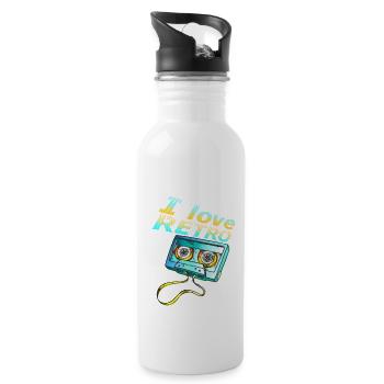 i love retro - Water bottle with straw - white - Right