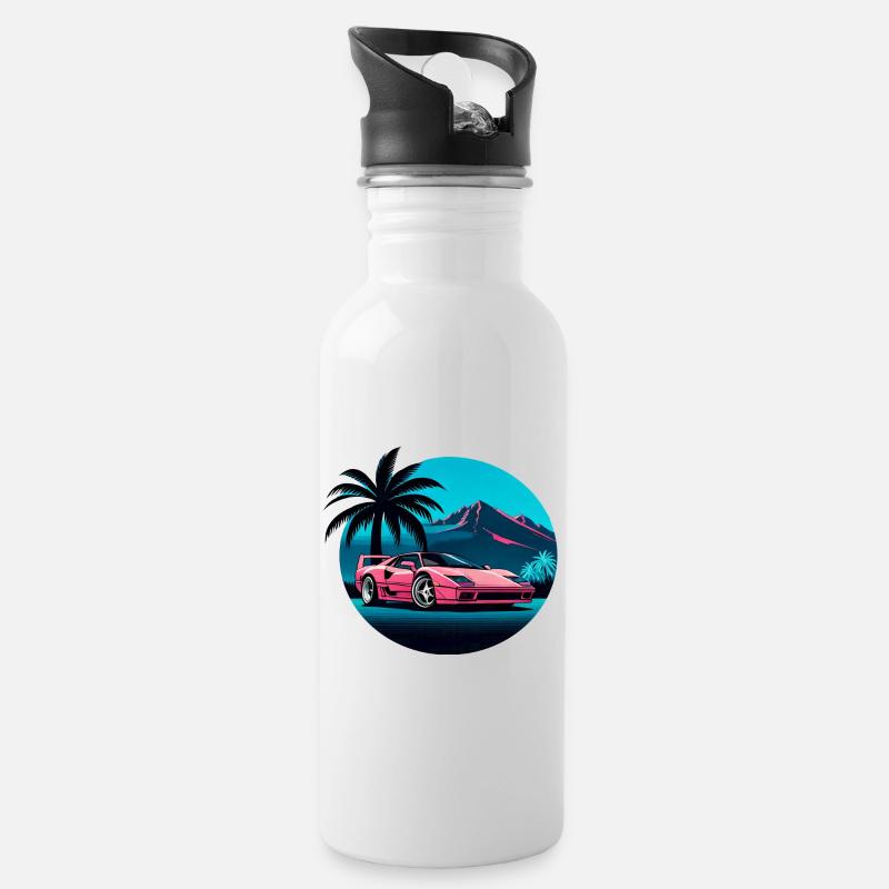 1980 LAMBO - Trinkflasche mit integriertem Trinkhalm - Weiß