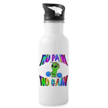 No Pain No Gain - Water bottle with straw - white - Right