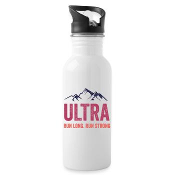 Ultra Running - Lauf lang. Laufen Sie stark. - Trinkflasche mit integriertem Trinkhalm - Weiß - Rechts