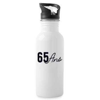 65 Ans - Gourde avec paille intégrée - blanc - Droite
