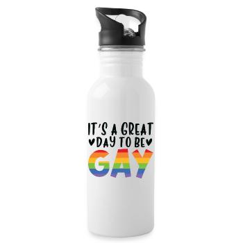 C’est un grand jour pour être gay - Gourde avec paille intégrée - blanc - Droite