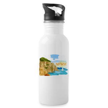 Summer Beach Sea - Water bottle with straw - white - Right
