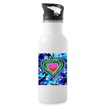 Heart Love spray paint graffiti cool - Water bottle with straw - white - Right