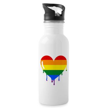 PRIDE HEART LGBTQ+ - Trinkflasche mit integriertem Trinkhalm - Weiß - Rechts