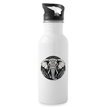 Elefant - Trinkflasche mit integriertem Trinkhalm - Weiß - Rechts