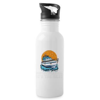 Bateau à moteur. C’est la meilleure vie est meilleure au - Gourde avec paille intégrée - blanc - Droite