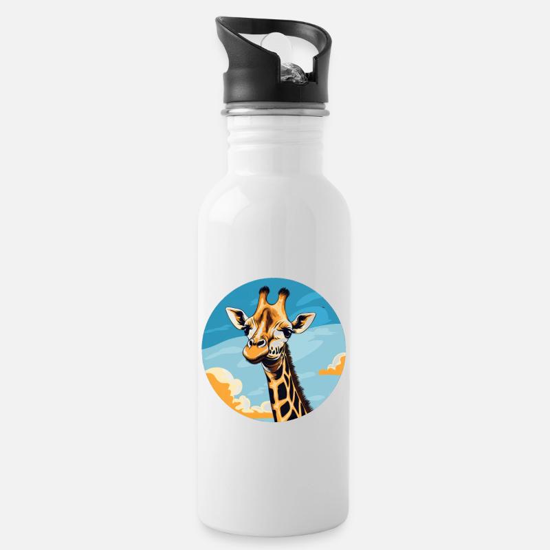 Girafe - Gourde avec paille intégrée - blanc