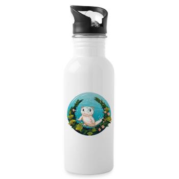 Axolotl - Trinkflasche mit integriertem Trinkhalm - Weiß - Rechts