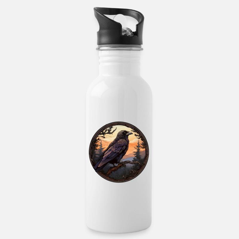 Rabe - Trinkflasche mit integriertem Trinkhalm - Weiß